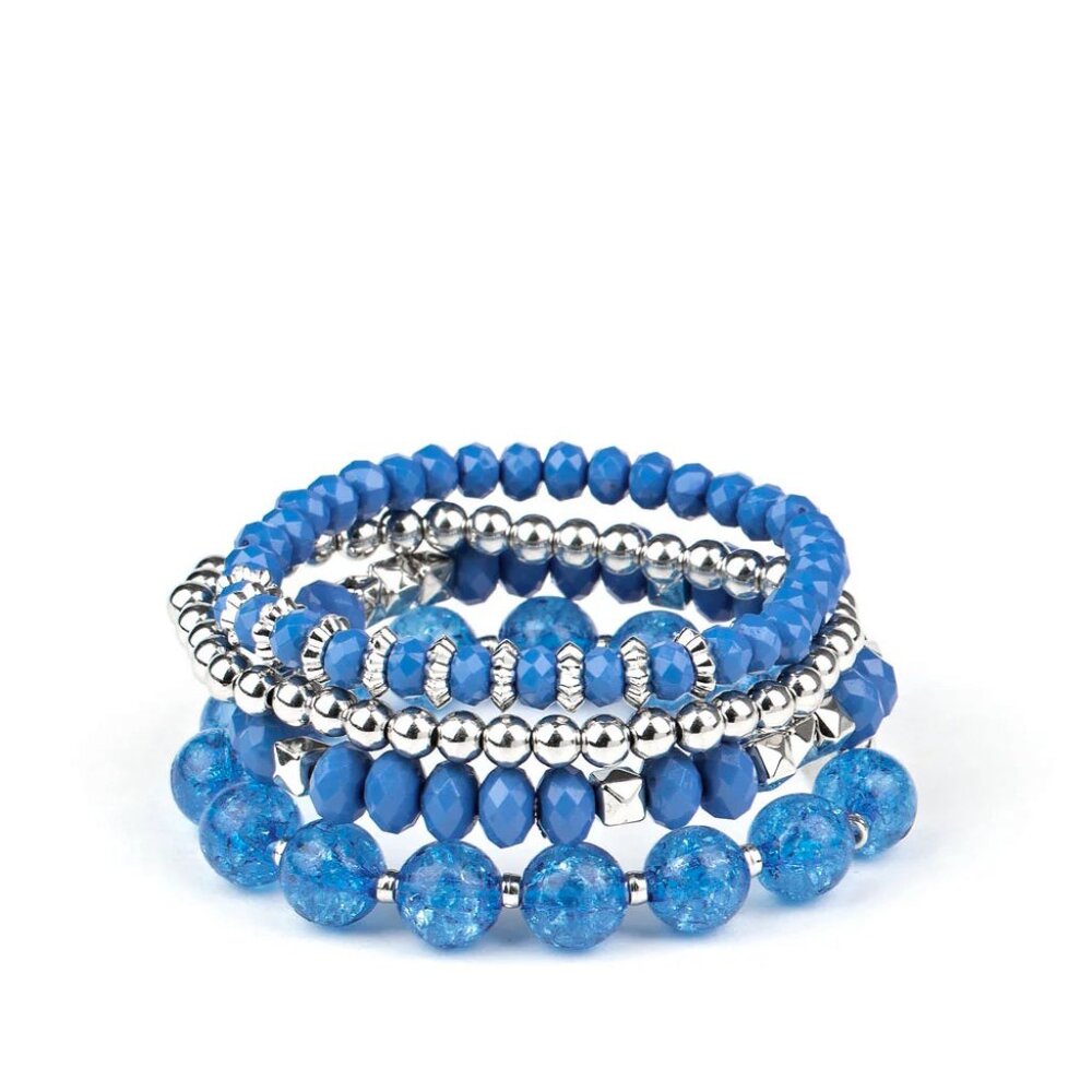 Paparazzi Jewelry Accessories - Layered Luster - Blue Bracelet - Vintage - Picture 2 of 4